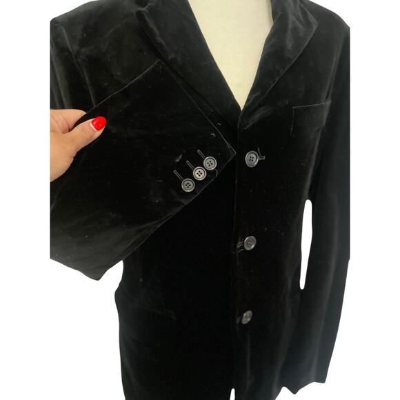 Mediterranean  mens Italian preppy goth faux velvet blazer jacket *no size tag* - Picture 3 of 10